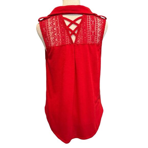 No Boundaries Top Size M Sleeveless Lattice Tie Front​ - Picture 2 of 9